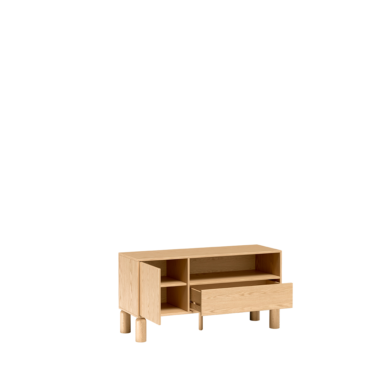 Szafka RTV Sanden 120 cm dąb bookmatch — zbliżenie