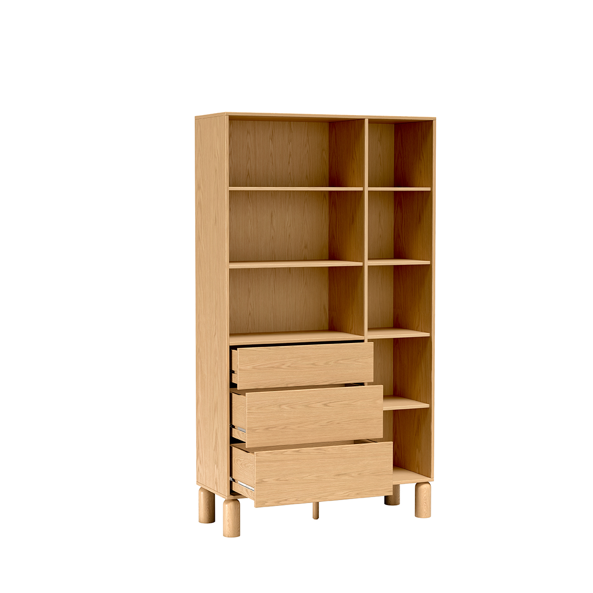 Regał Sanden 110 cm dąb bookmatch — zbliżenie