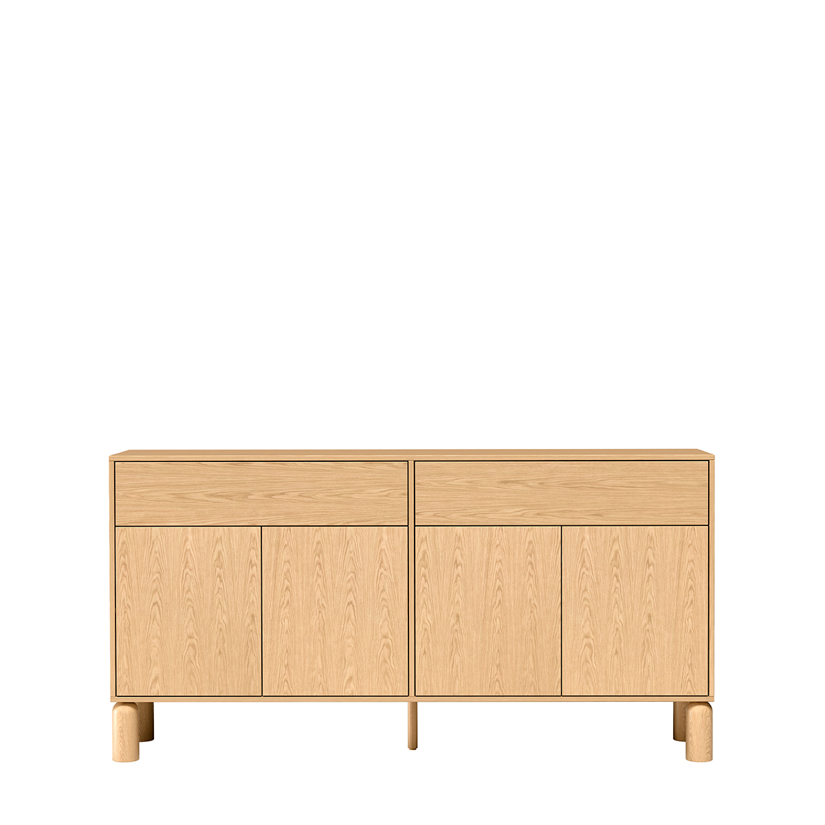Komoda Sanden 180 cm dąb bookmatch — widok z przodu
