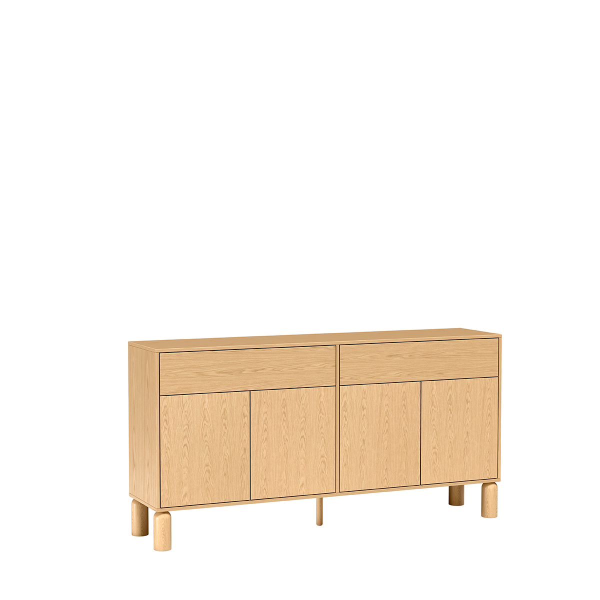Komoda Sanden 180 cm dąb bookmatch — widok z tyłu