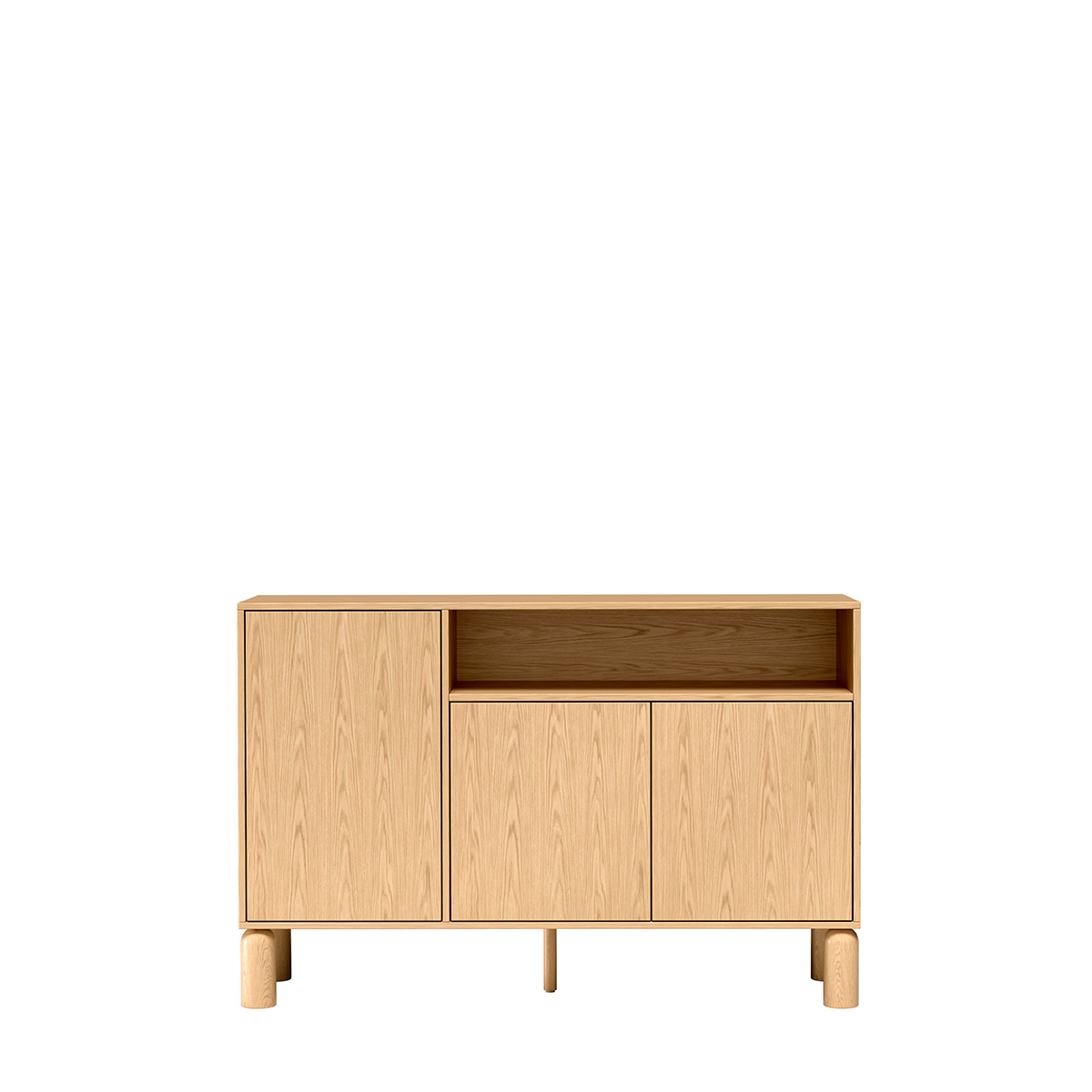 Komoda Sanden 140 cm dąb bookmatch — widok z przodu